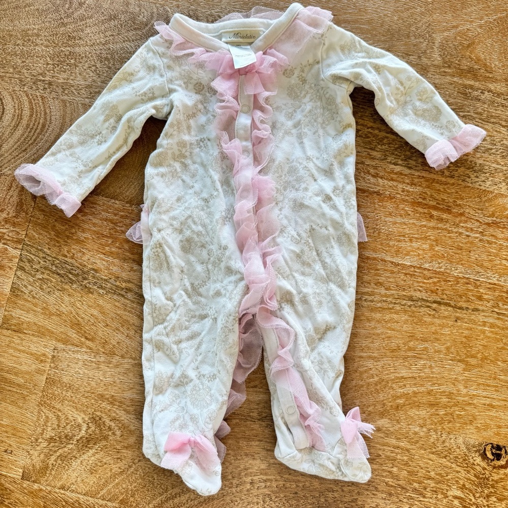 Miniclasix Girly Tutu Ruffle Bow Floral Toile Pajamas